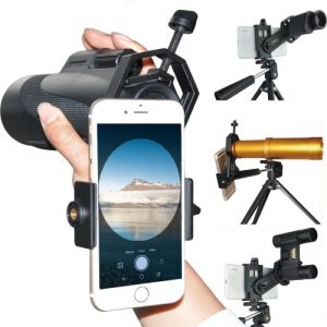 monofive iPhone スマートフォンを望遠鏡 双眼鏡 顕微鏡 フィールドスコープに取付 カメラ撮影できる マウントアダプタホルダー Ver2 軽量(アルミニウム) MF-CLAMP3